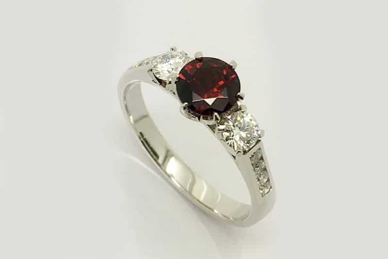 Garnet and Diamond Trilogy Ring