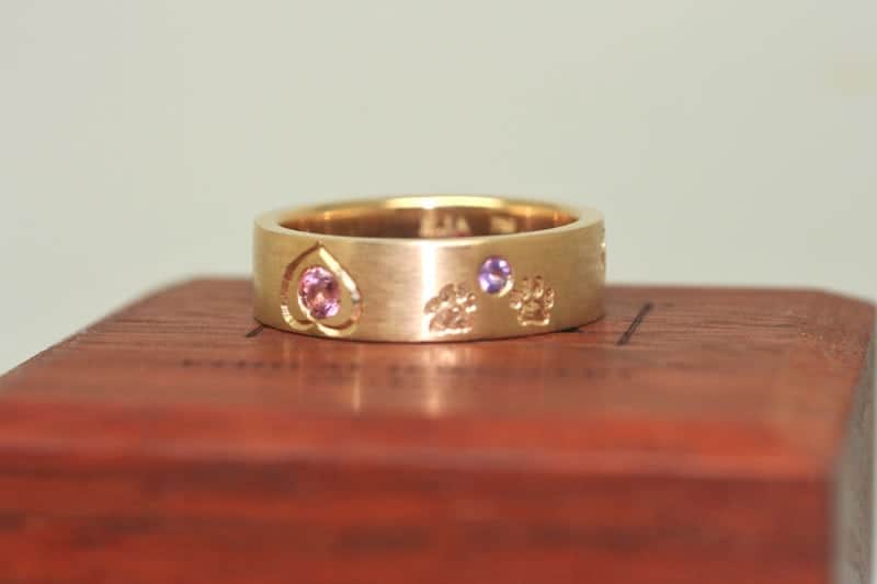 Hearts and Paws Engraving with Birthstones - Ethical Jewellery Australia