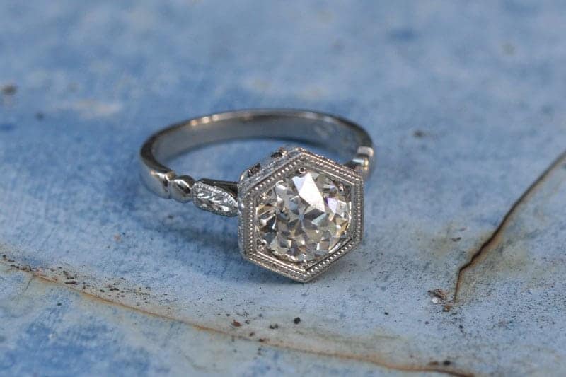 Vintage Diamond Hex Setting Ring