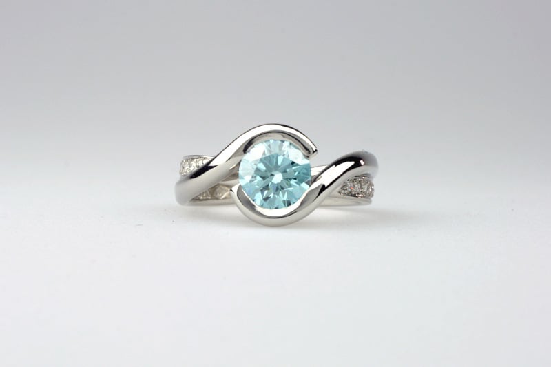 Blue Lab-grown Diamond Engagement Ring