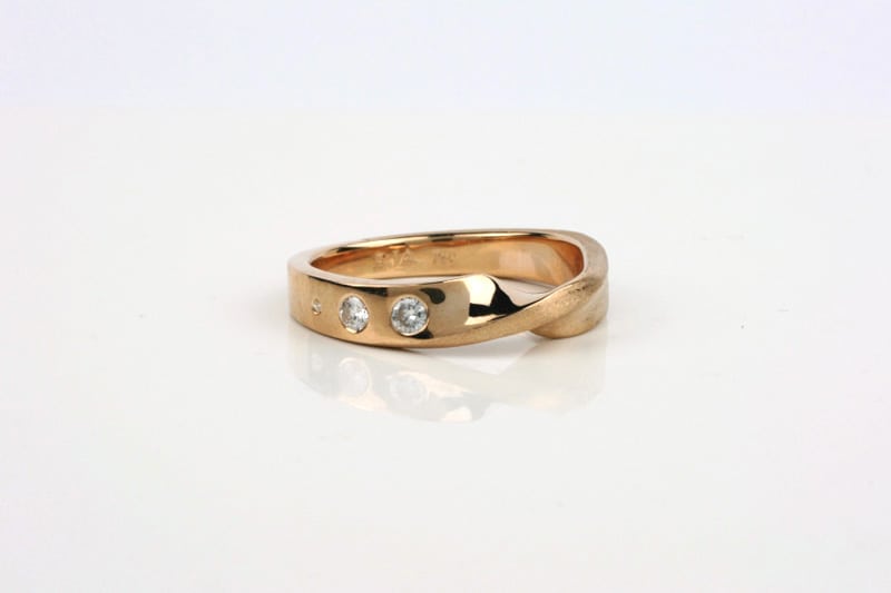 Rose Gold Mobius Twist Wedding Ring with Diamonds