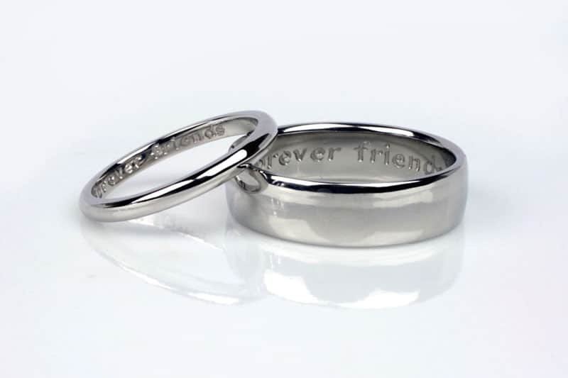 Forever Friends engraved wedding rings